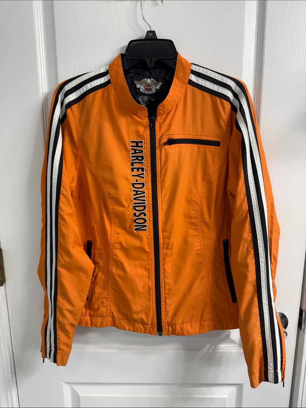 Harley-Davidson Orange Zip-Front Racing Stripe Lightweight Jacket